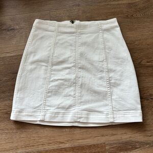 Free People Modern Femme White Denim Mini Skirt - Size 6